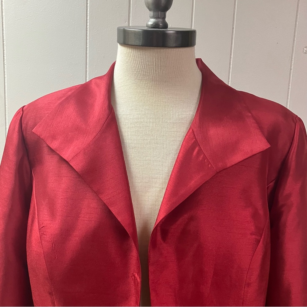 Vintage Y2k Career JACKIE JON NEW YORK Blazer Jacket SZ 14 Red Party Classic - Picture 5 of 8